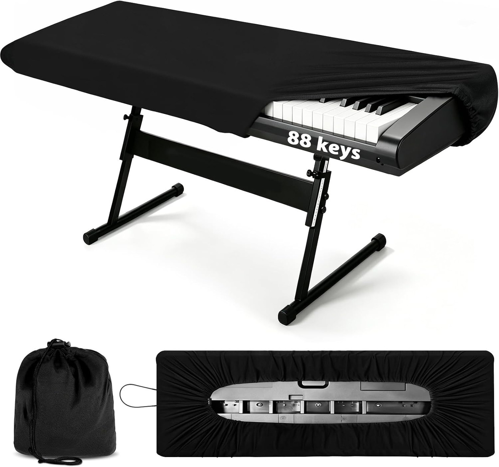 88 Keys Piano Keyboard Dust Cover, Stretchy Protective Keyboard Cover with