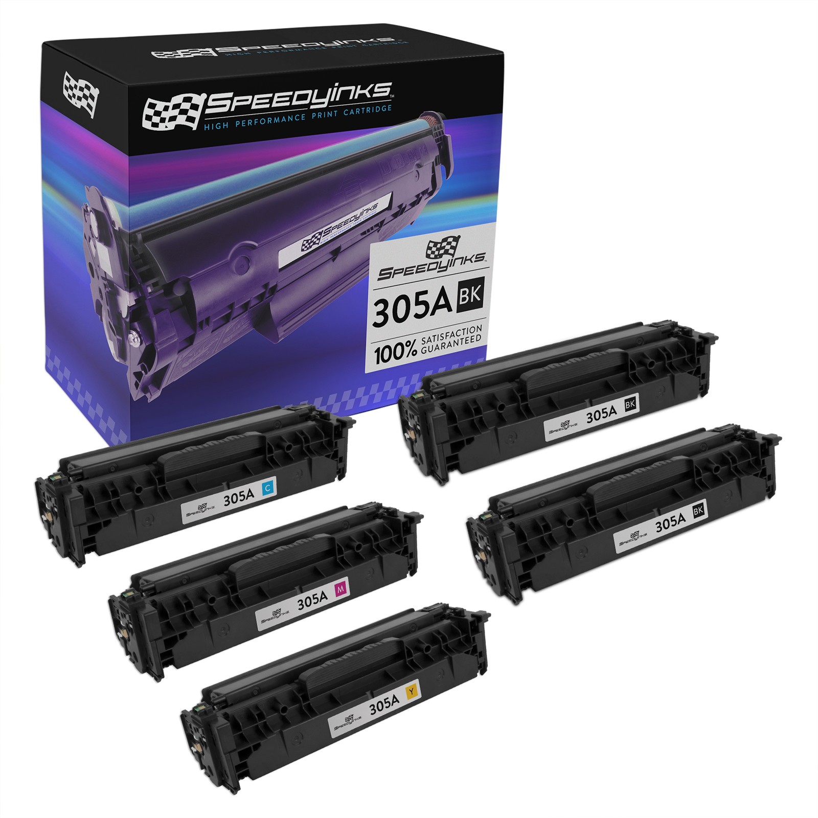 5PK Reman Toner Cartridge for HP 305A LaserJet Pro 400 Color M451dn M451nw Black