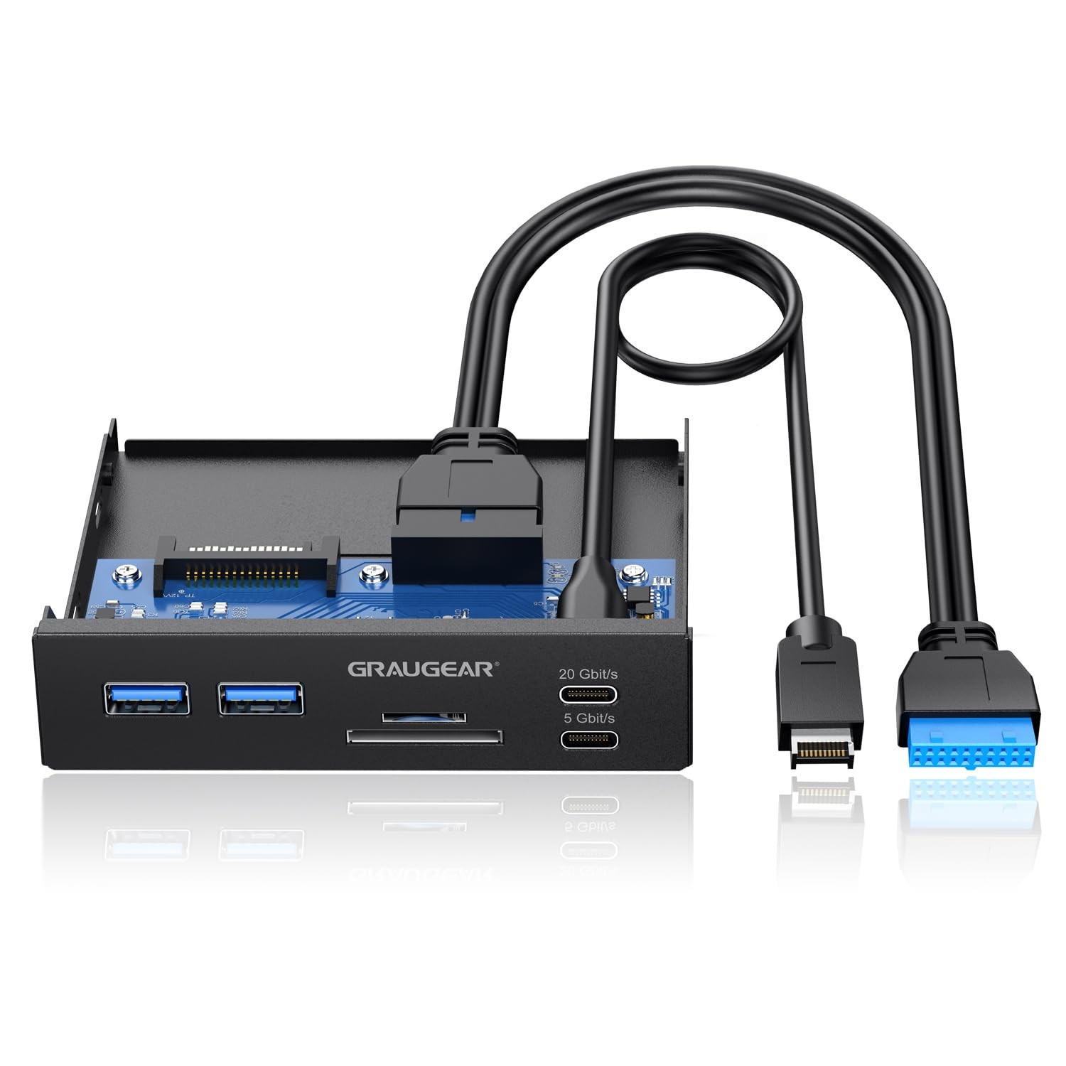 3.5" Front Panel USB-C Hub with SD/microSD Reader 20Gbps Internal Module