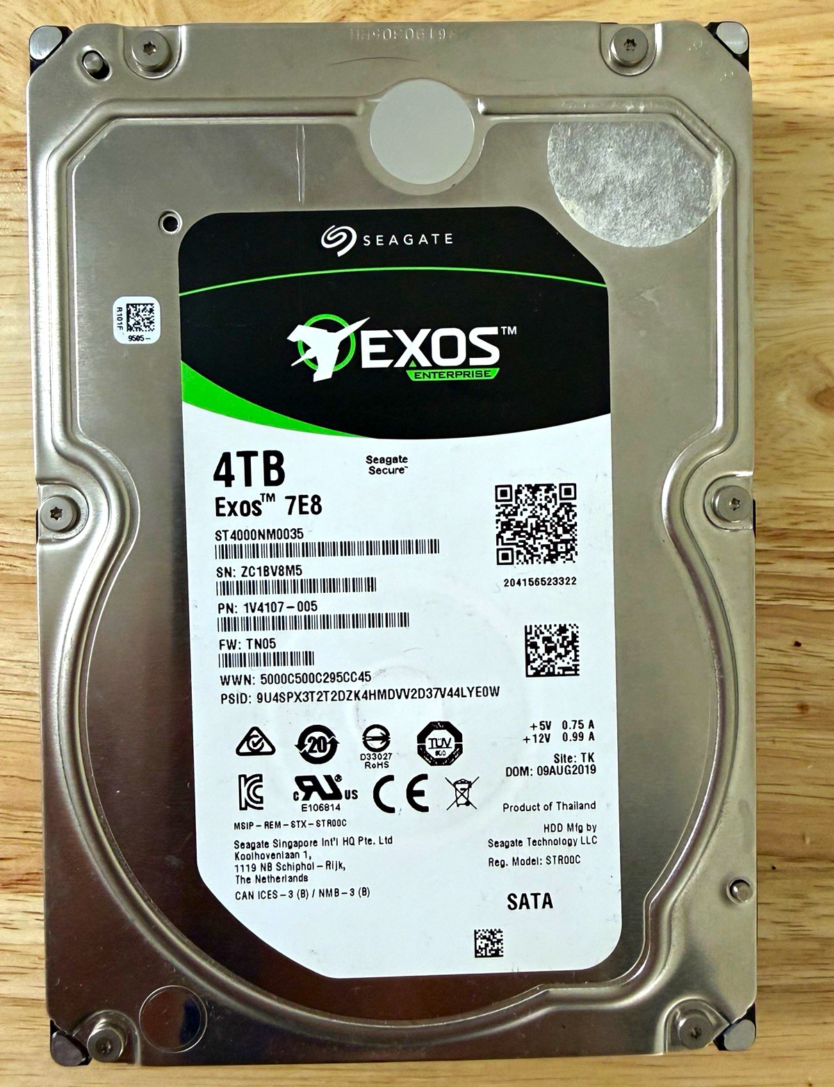 Seagate Exos 7E8 ST4000NM0035 4TB 3.5" SATA 7200RPM 256MB SED HDD