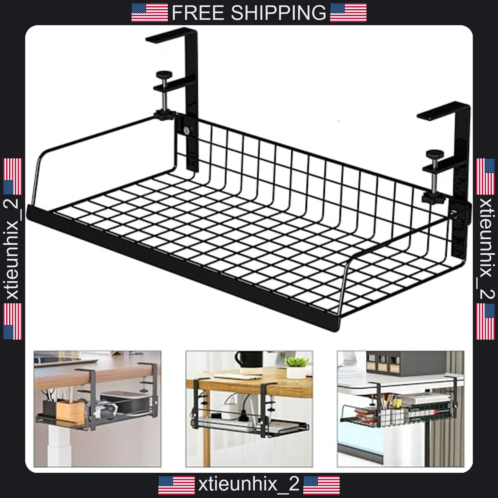 Cable Management Tray Under Desk Large Capacity Wire Organizer for Office