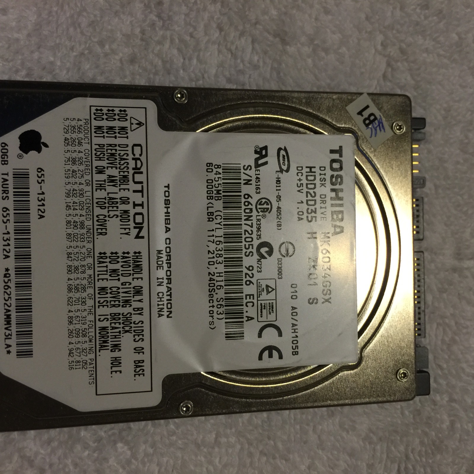 Toshiba MK6034GSX HDD2D35 60GB 5400RPM 2.5" SATA Hard Drive - HD5710