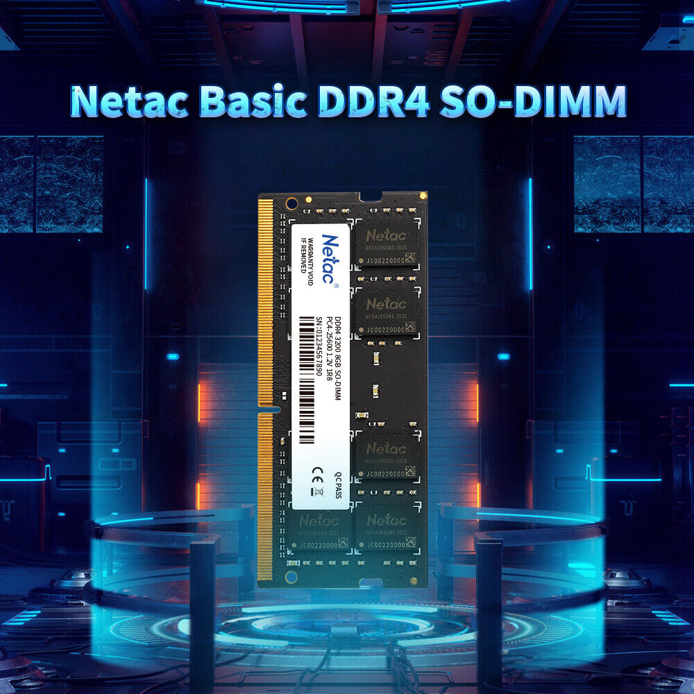 Netac 8GB Ram 3200MHz Memory RAM DDR4 1.2V PC4-25600 260-Pin SO-DIMM Laptop