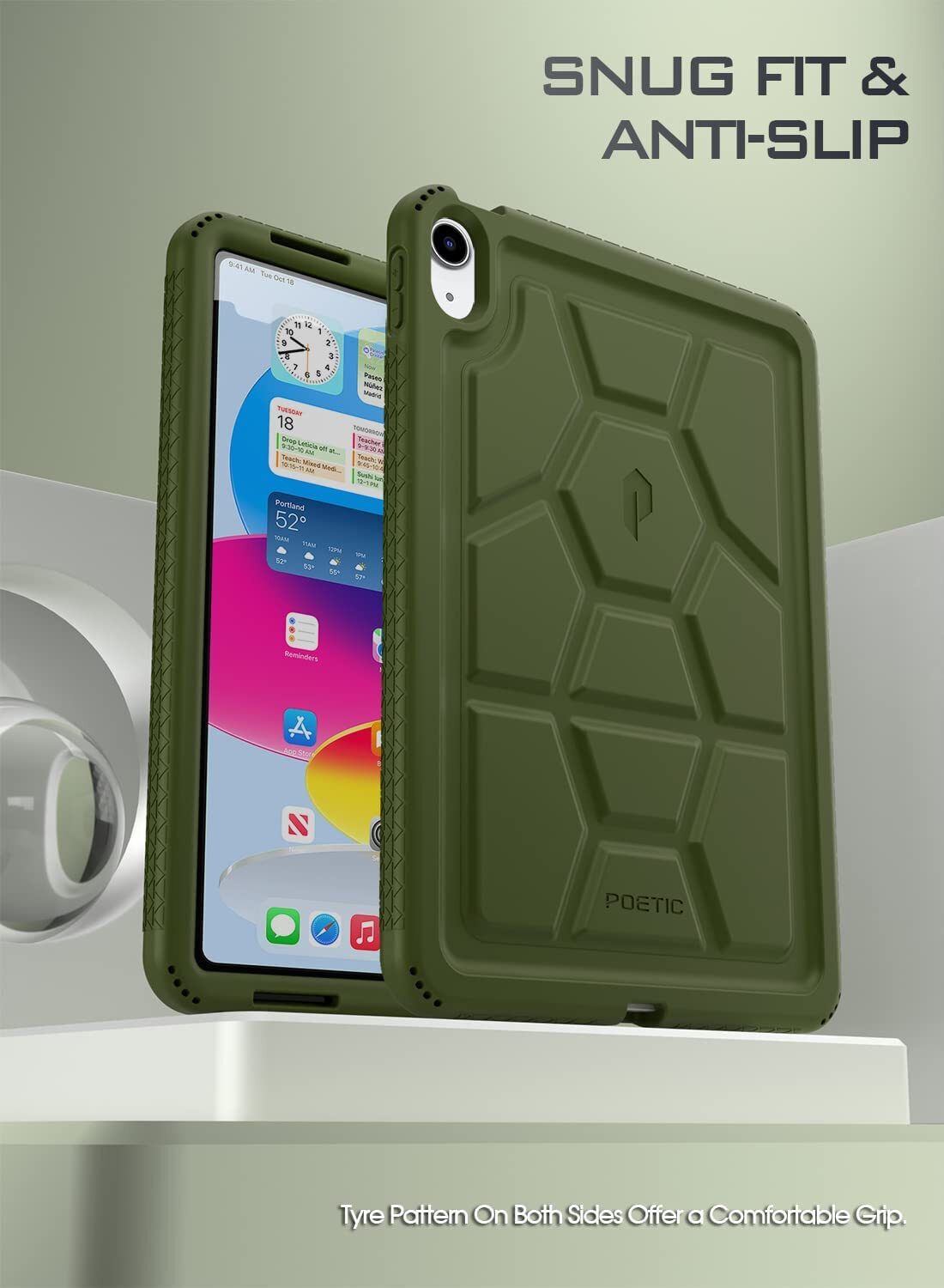 Poetic Case For iPad 11 2025 / iPad 10.9 2022 Kids Friendly Silicone Cover Green
