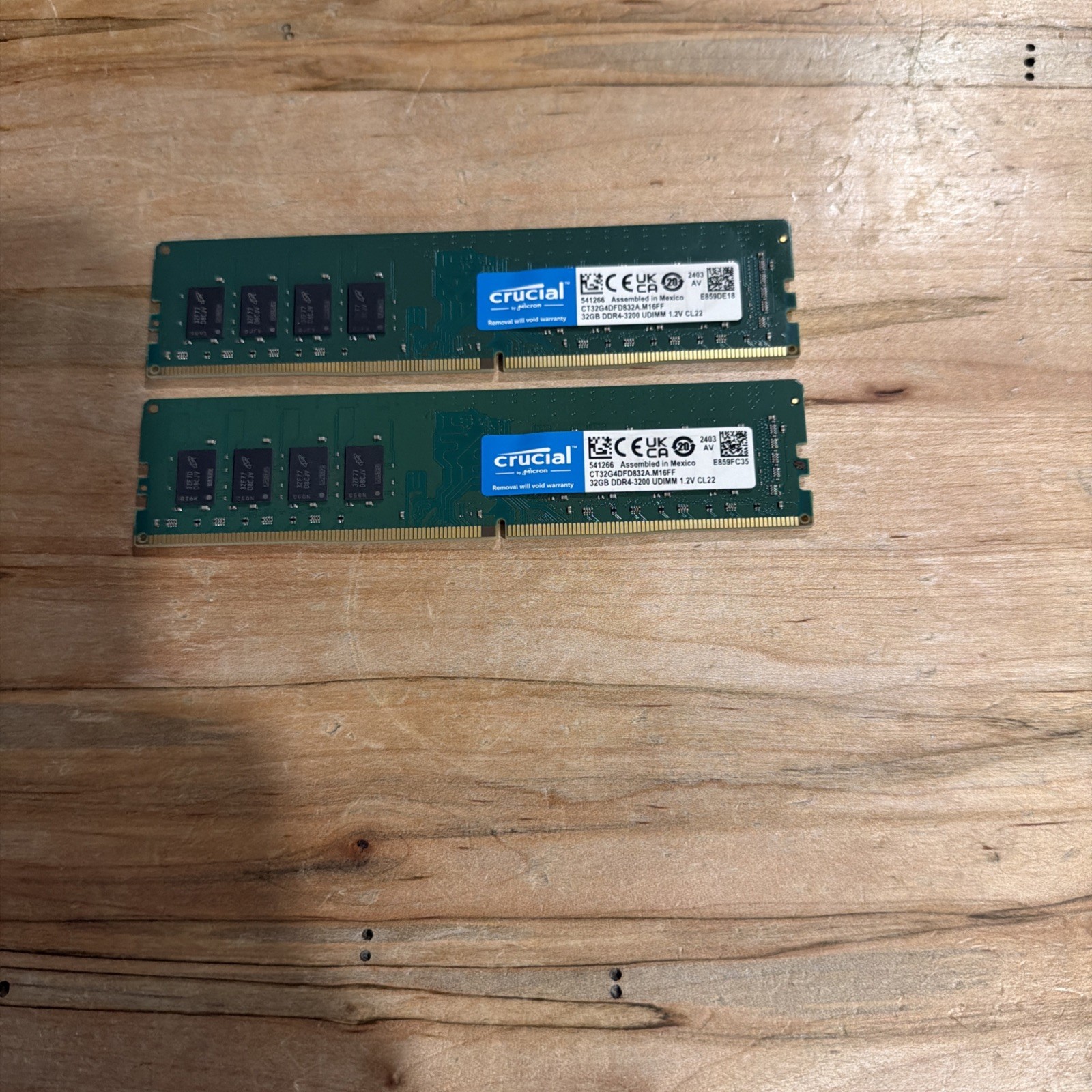 Crucial 64GB DDR4 Desktop Ram/ 2x32GB /3200MHz /UDIMM