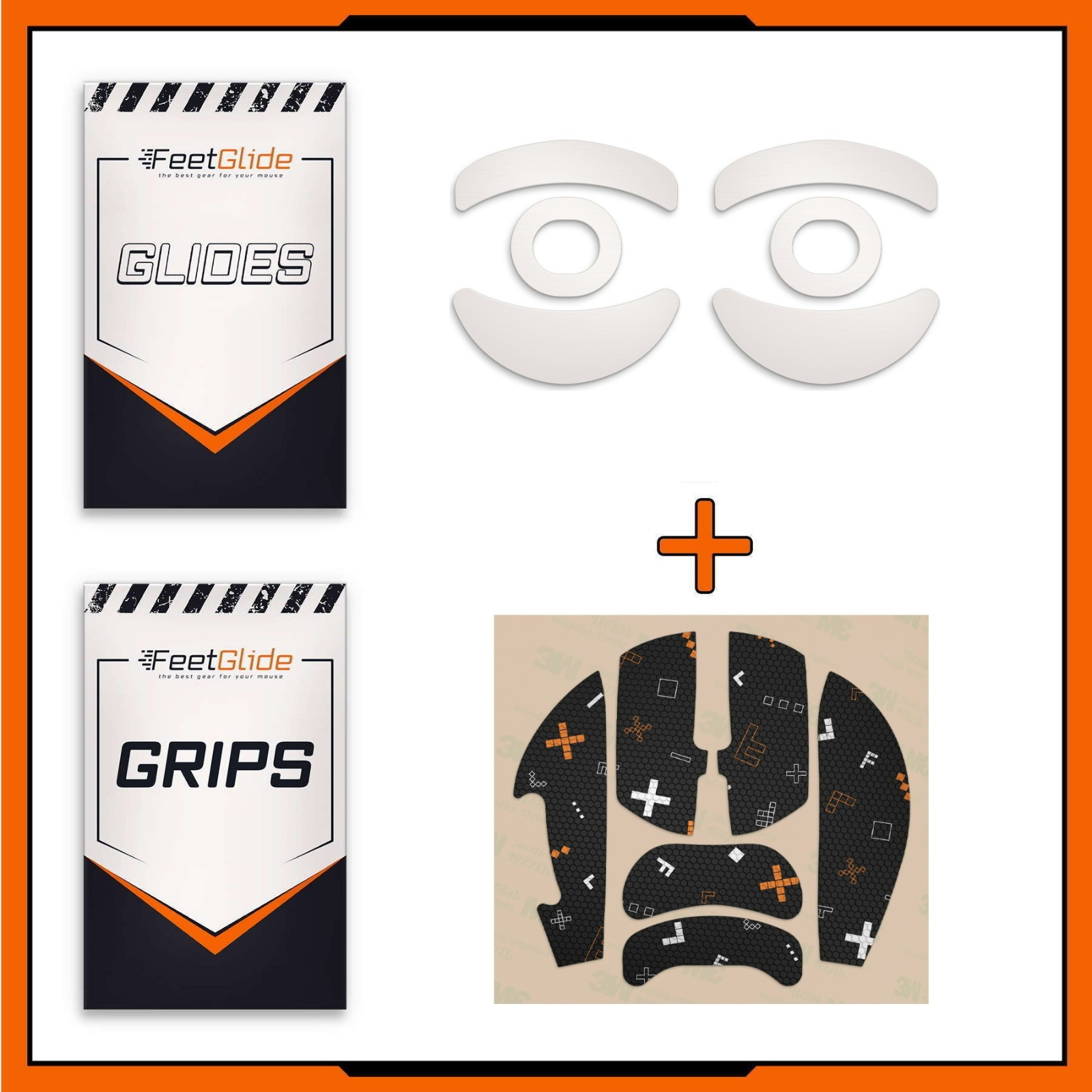 FeetGlide Mouse Skates & Grip Tape Bundle for G-Wolves HTS Plus 4K / HTS Plus 8K