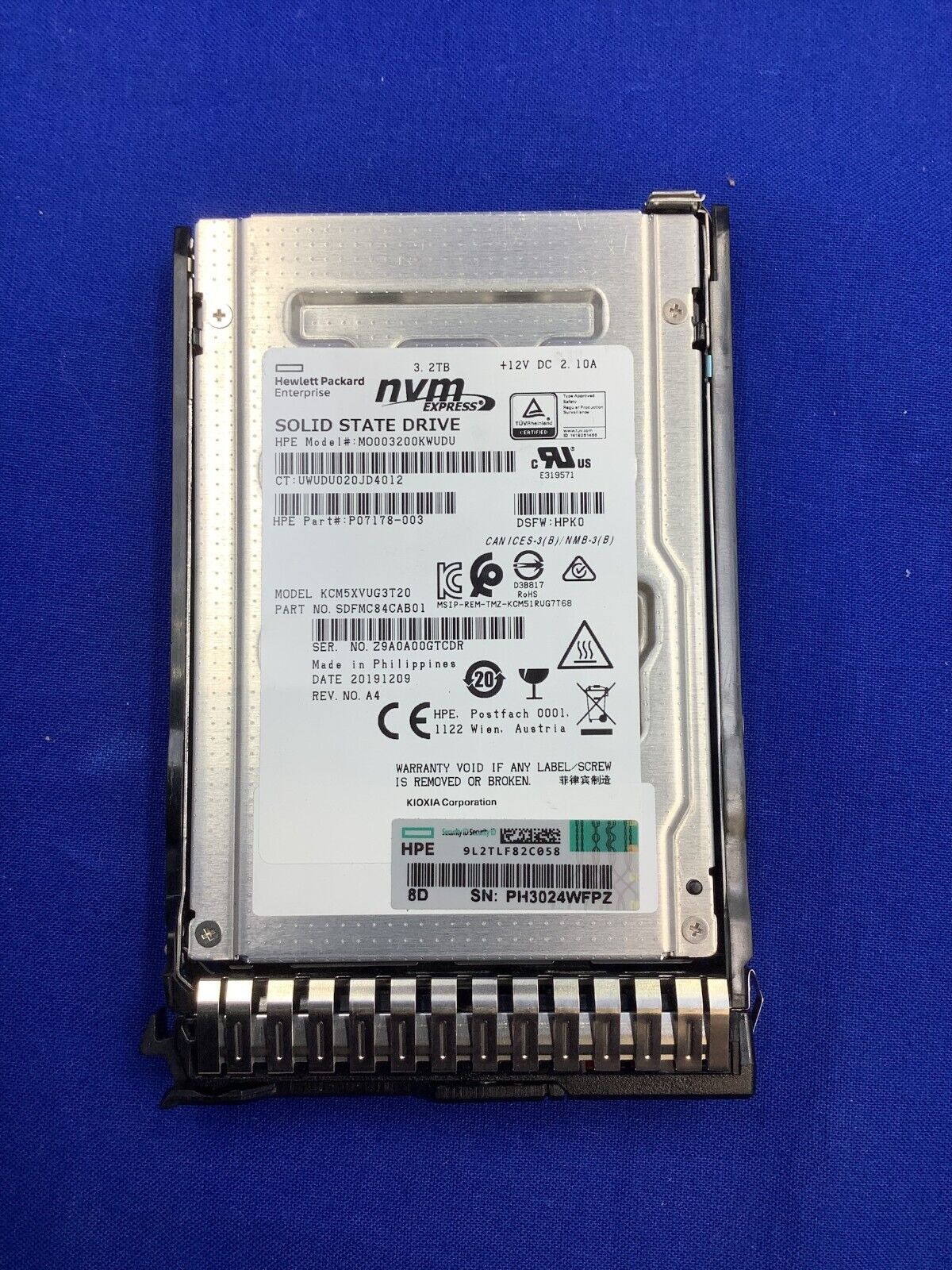 P07183-B21 HPE 3.2TB NVME GEN3 HIGH PERFORMANCE MIXED USE SFF SCN U.2 P4610 SSD