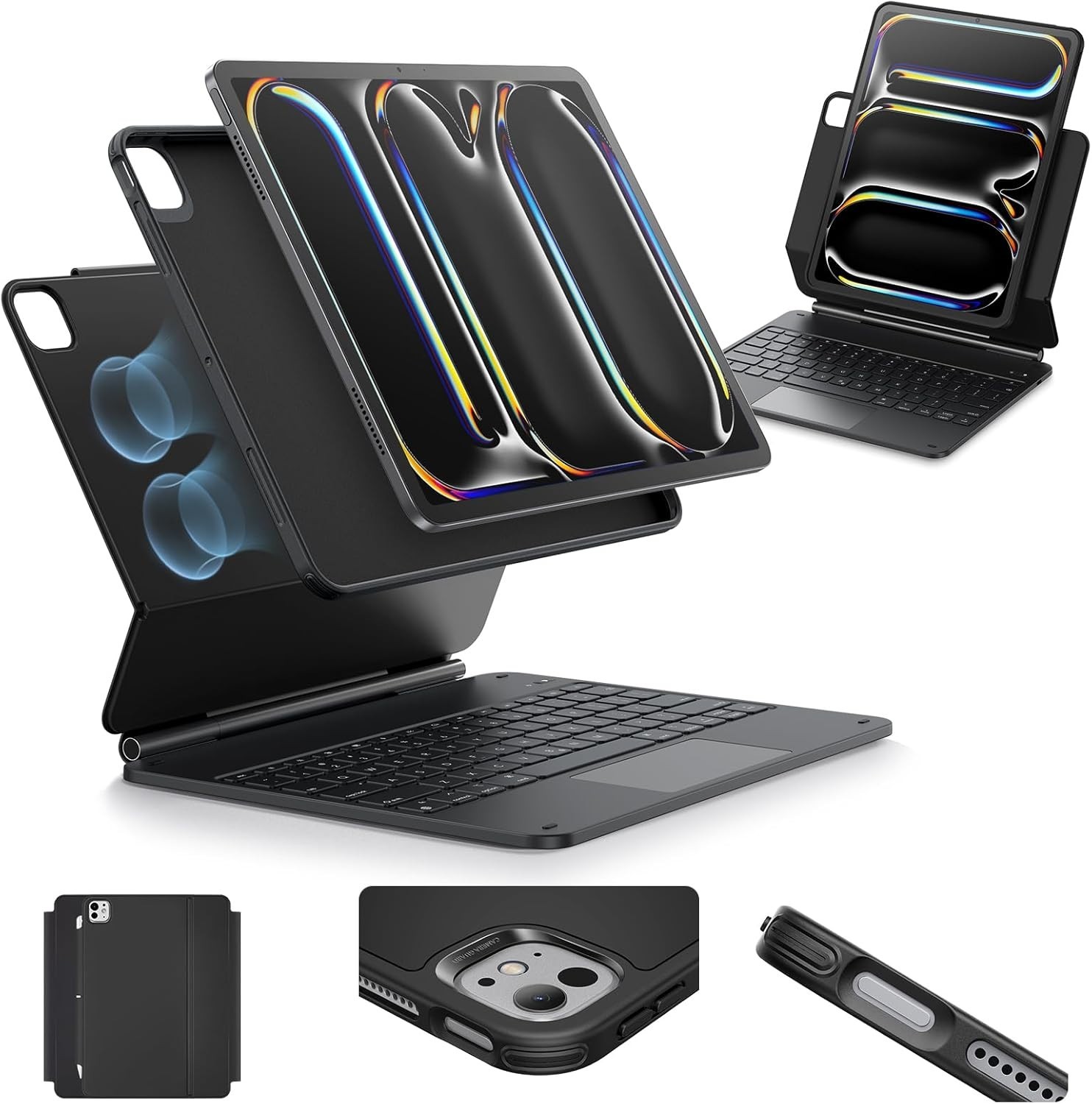 ESR iPad Pro 13 Case Keyboard M4 M5 Magnetic Backlit Trackpad Black