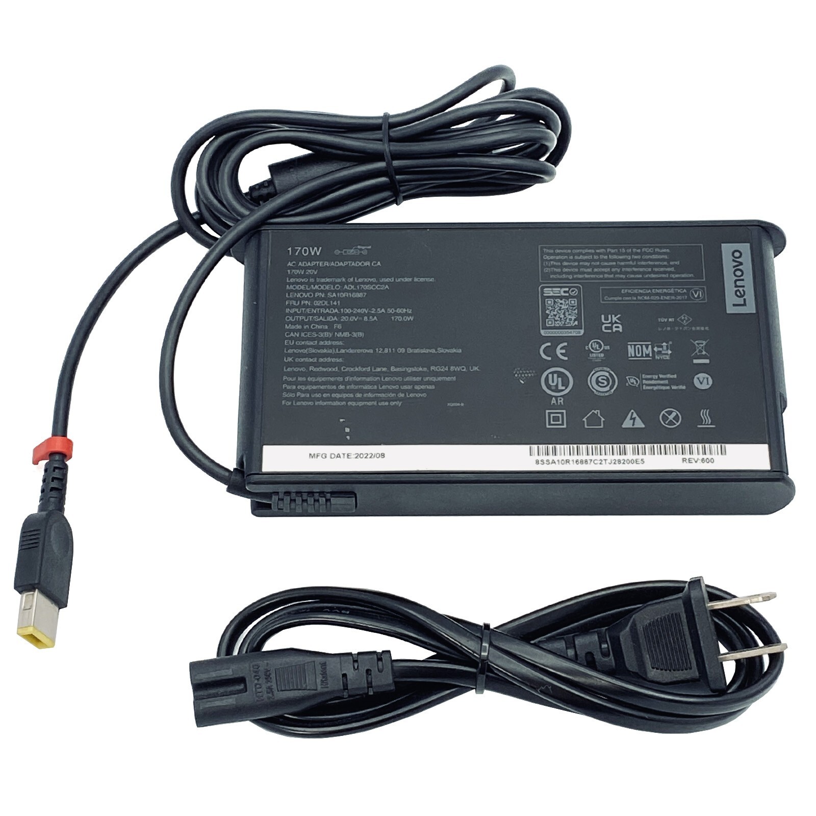 Genuine Lenovo ADL170SCC2A 45N0375 02DL138 AC Power Supply Adapter 20V 8.5A 170W