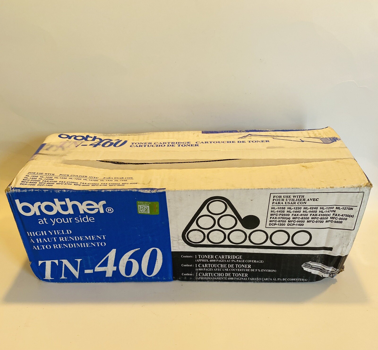 Genuine Brother High Yield TN-460 Toner Cartridge Black  Damaged box)