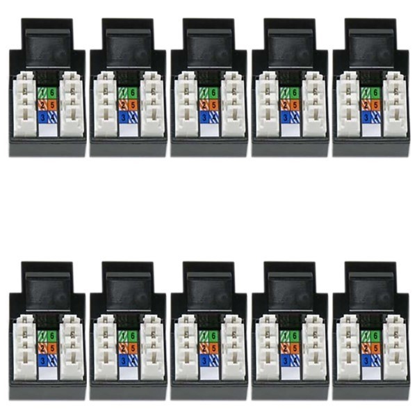 10x RJ11 RJ12 Cat3 Keystone Jack Telephone Phone Line 110 Punch Down 6P6C Black
