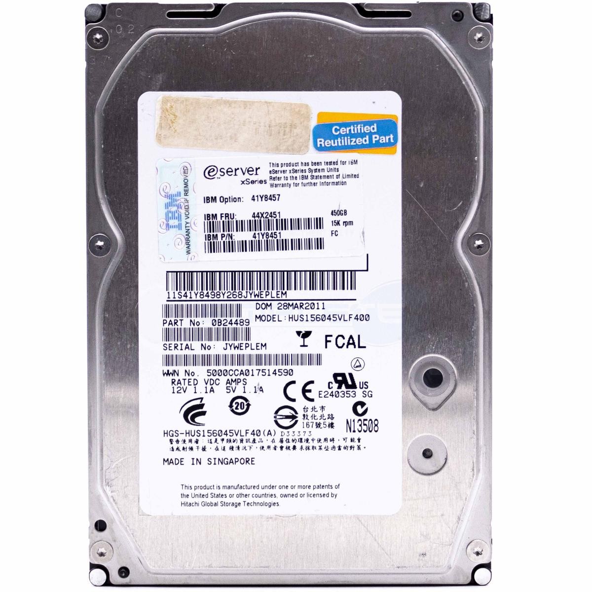 Hitachi Hus156045Vlf400 Hard Disk FC Fibre Channel 450GB 15RPM Hard Drive