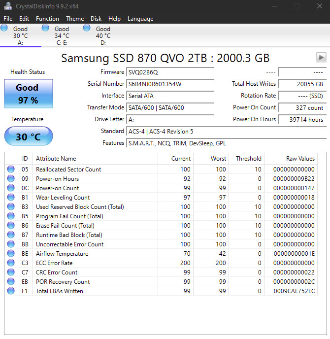 SAMSUNG 870 QVO 2TB SATA III Samsung SSD (MZ-77Q2T0B/AM)