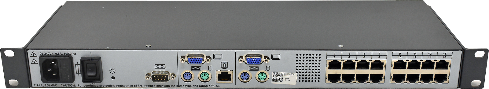 Fujitsu s2-1602 520-325-510 16-Port RJ-45 KVM Switch + Rack Ears