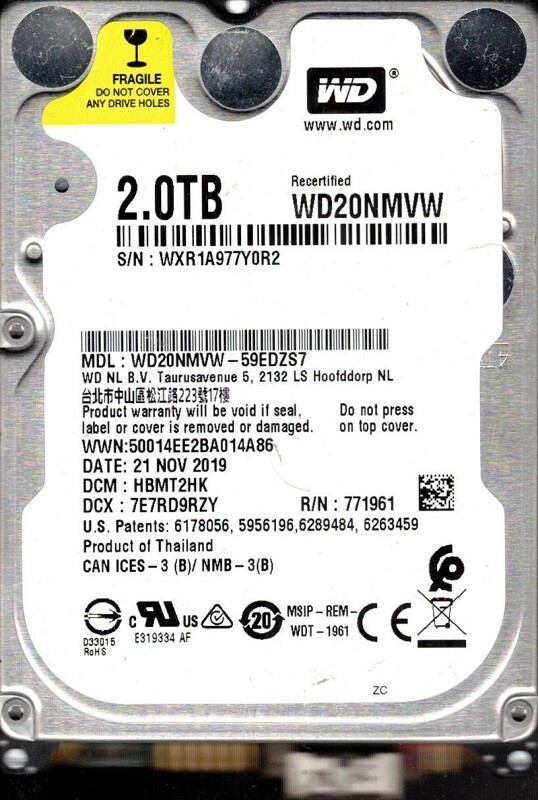 WD20NMVW-59EDZS7 DCM: HBMT2HK WXR1A RECERTIFIED