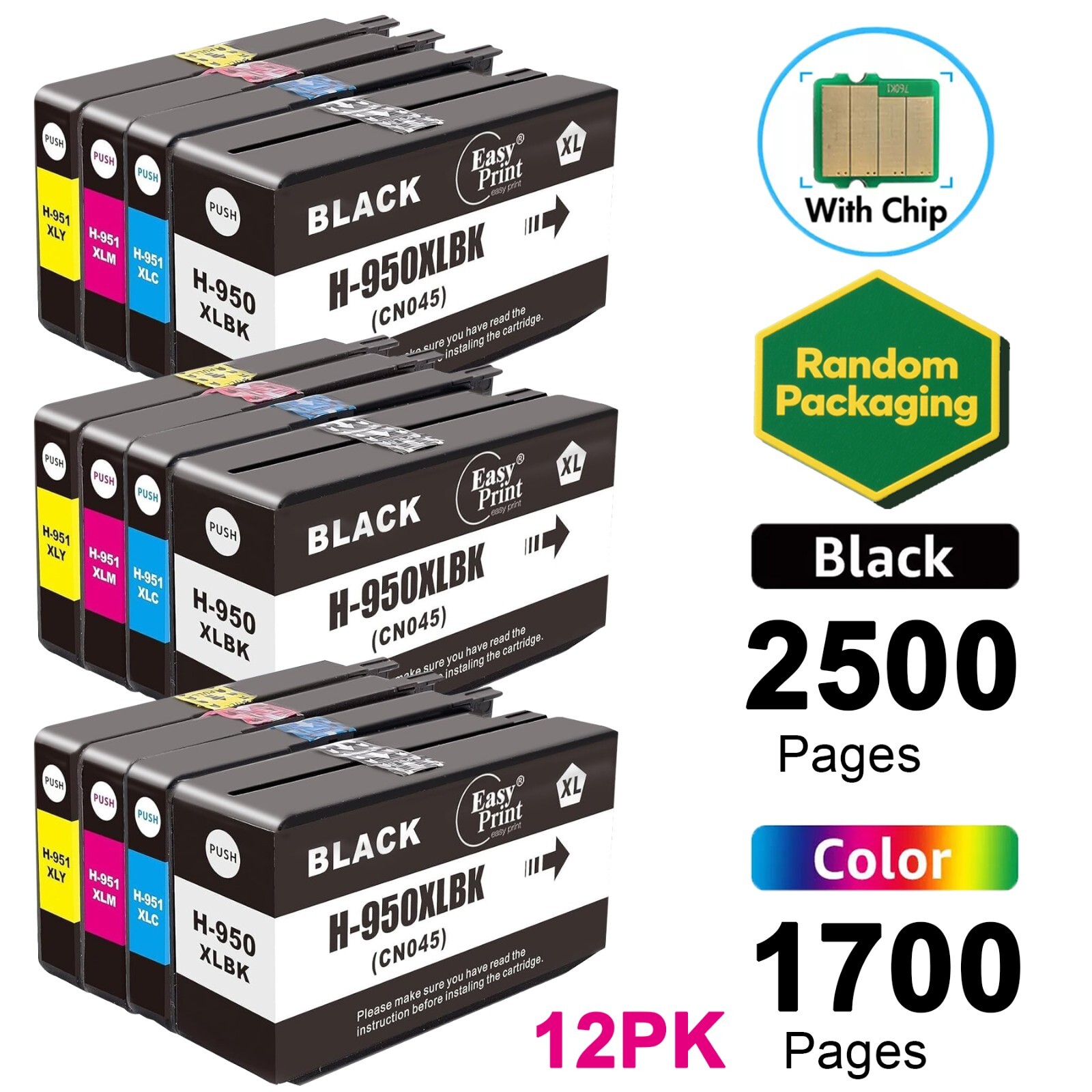 12PK 950XL 951XL Ink Cartridges for HP Officejet Pro 8620 8100 8630 8660 8640