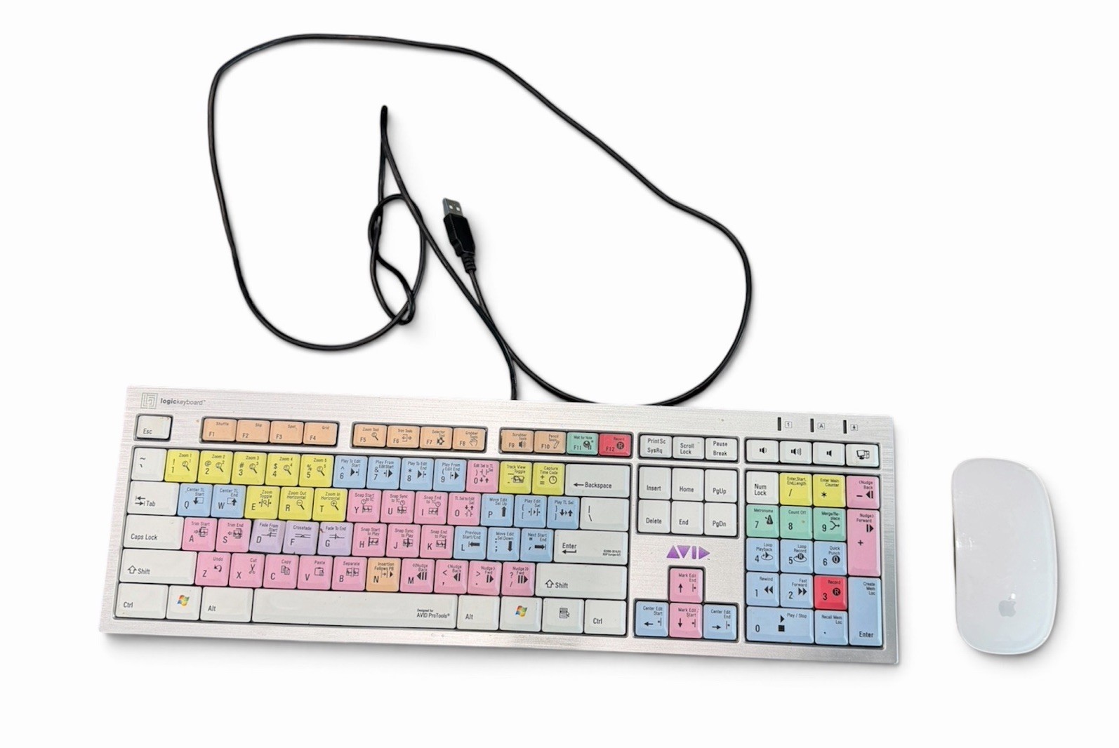 Logickeyboard Avid Digidesign Pro tools Slim Line PC Keyboard G1N + Apple Mouse