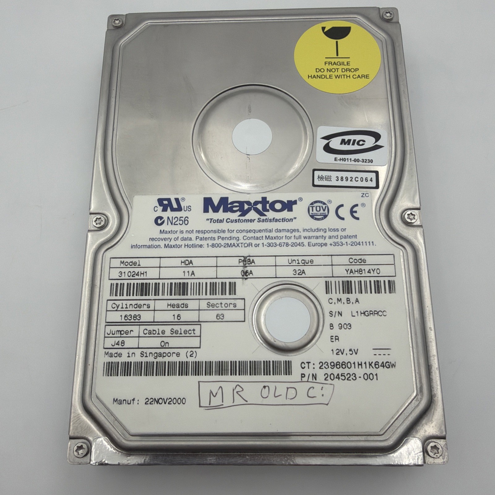 Maxtor HP 10.1GB Model 31024H1 Code YAH814Y0
