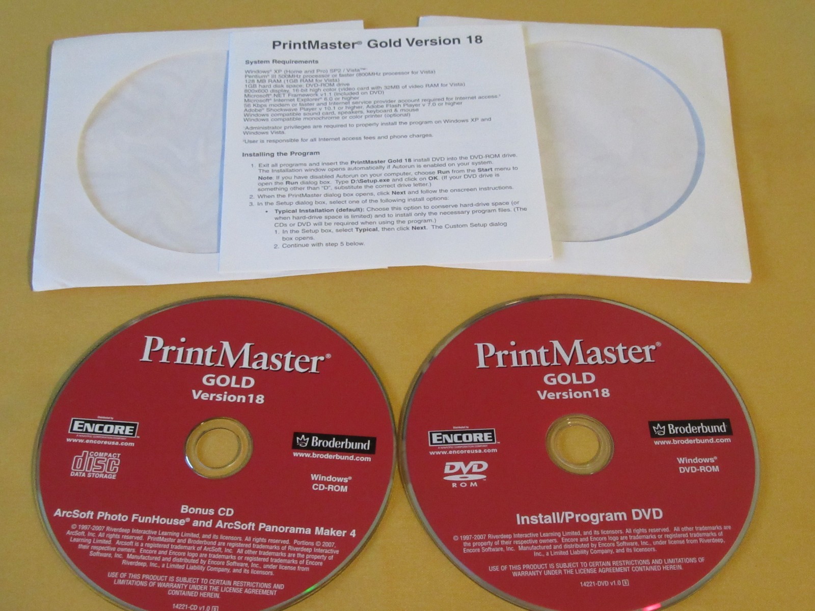 Vintage Broderbund 2CD set PrintMaster Gold Version 18 - USED no Scratches/Chips