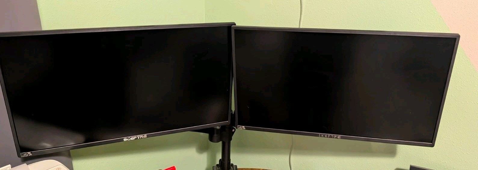 Sceptre Lot Of 2 Black Widescreen LCD Monitors 1080p HDMI 60Hz 5ms. Desk Mount