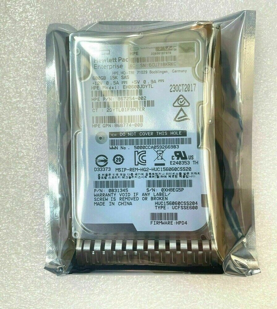 NEW HP Hard Drive 870794-001 870757-B21 2.5" 600GB 12Gb/s SAS 15K SFF SC HP HDD