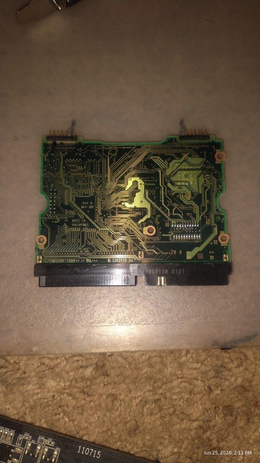 Pcb board b 11k2435 01, 07n3647 for hdd 18.2gb ibm ddys-t18350, 07n3210