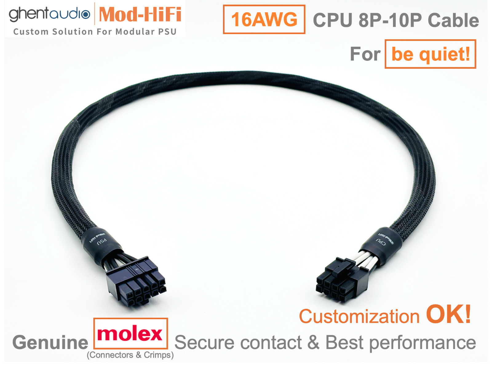 ⚡️16AWG CPU 8P Cable for be quiet Pure Power 12 M 1200W 1000W...-📏70cm/27 inch