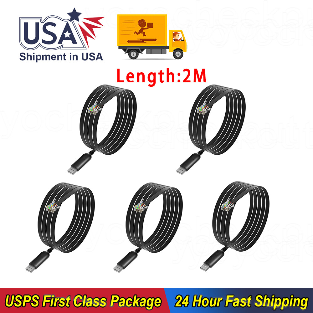 5* 6.5ft USB to RJ12/11 Adapter Cable For APC PDU6P6C RS232 With FTDI-FT232 Chip