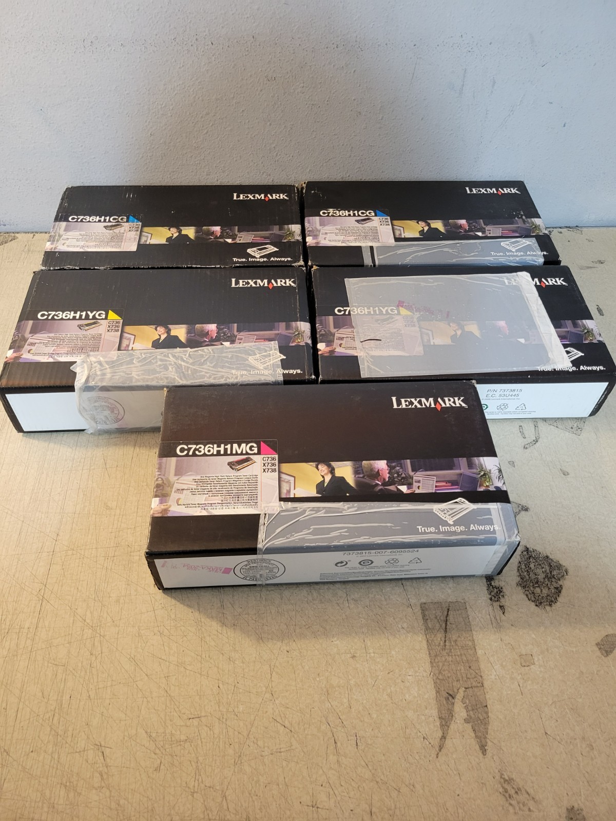 Lexmark C736H1CG Cyan C736H1MG Magenta C736H1YG Yellow Toner Sealed Box Lot Of 5