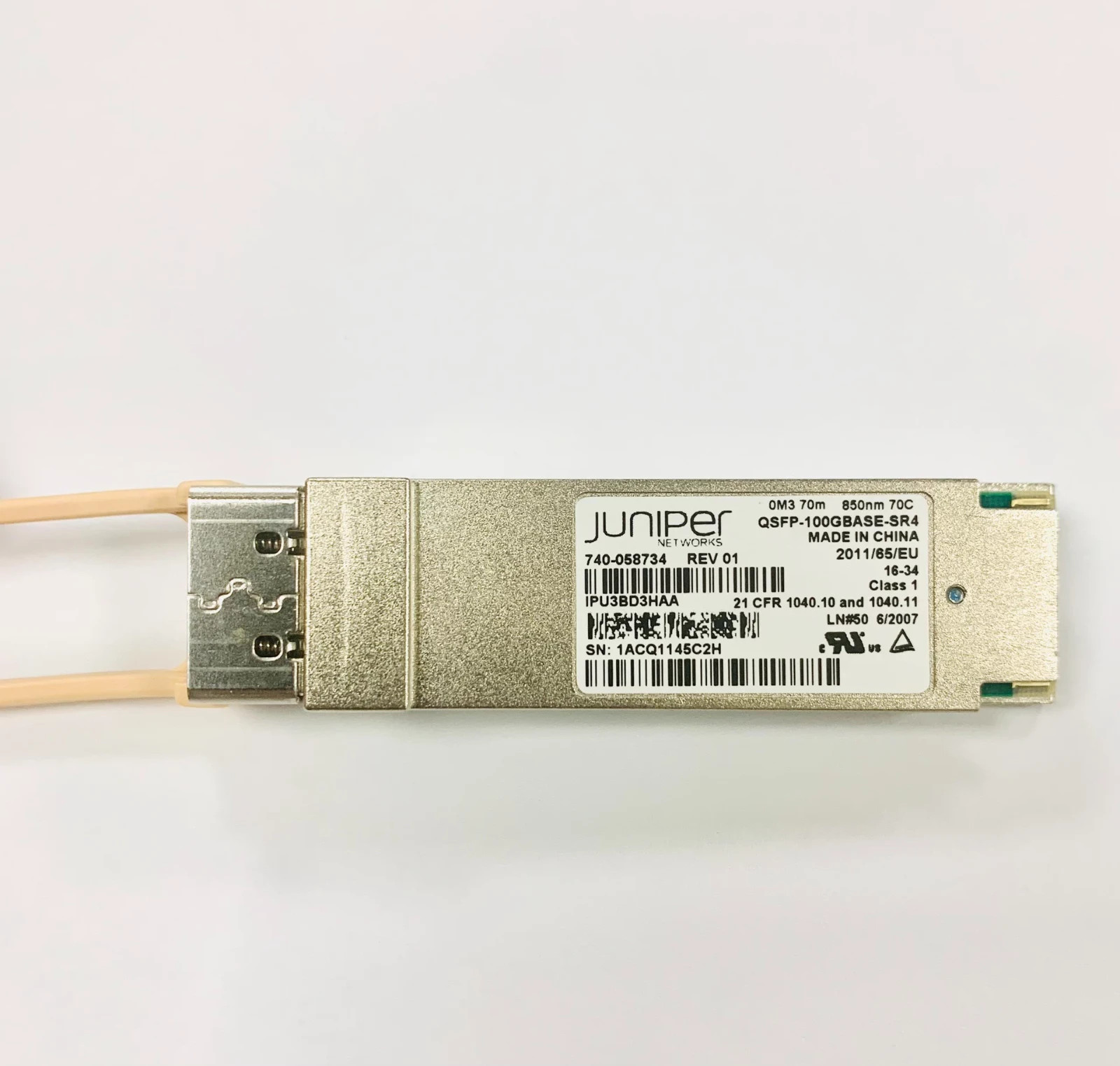 1pcs Juniper QSFP-100GBASE-SR4 740-058734 OM3 70M 100G Transceiver Module