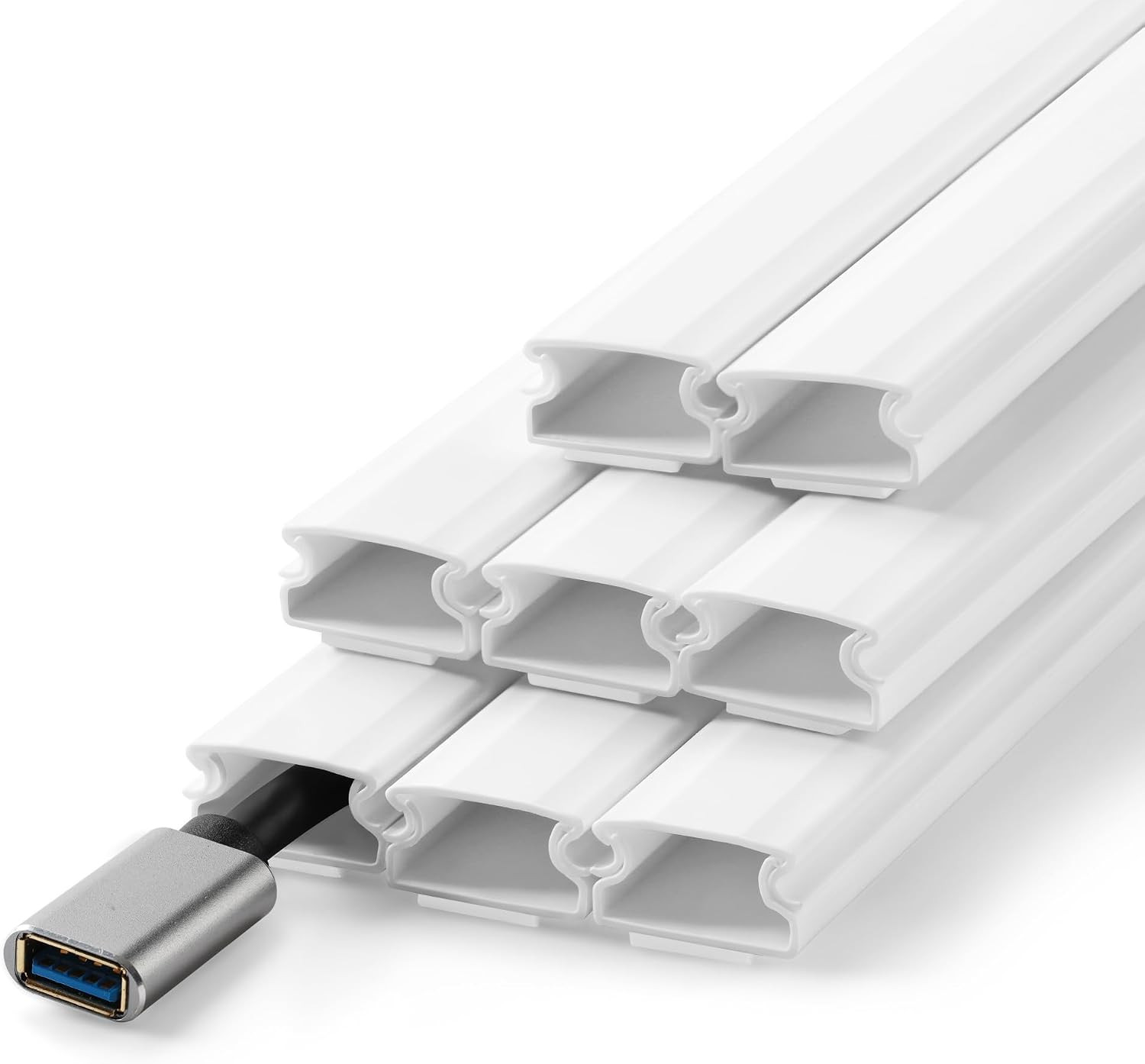 136In Cord Hider for Wall Mount TV, White Wire Covers for 1 Mini Cords,