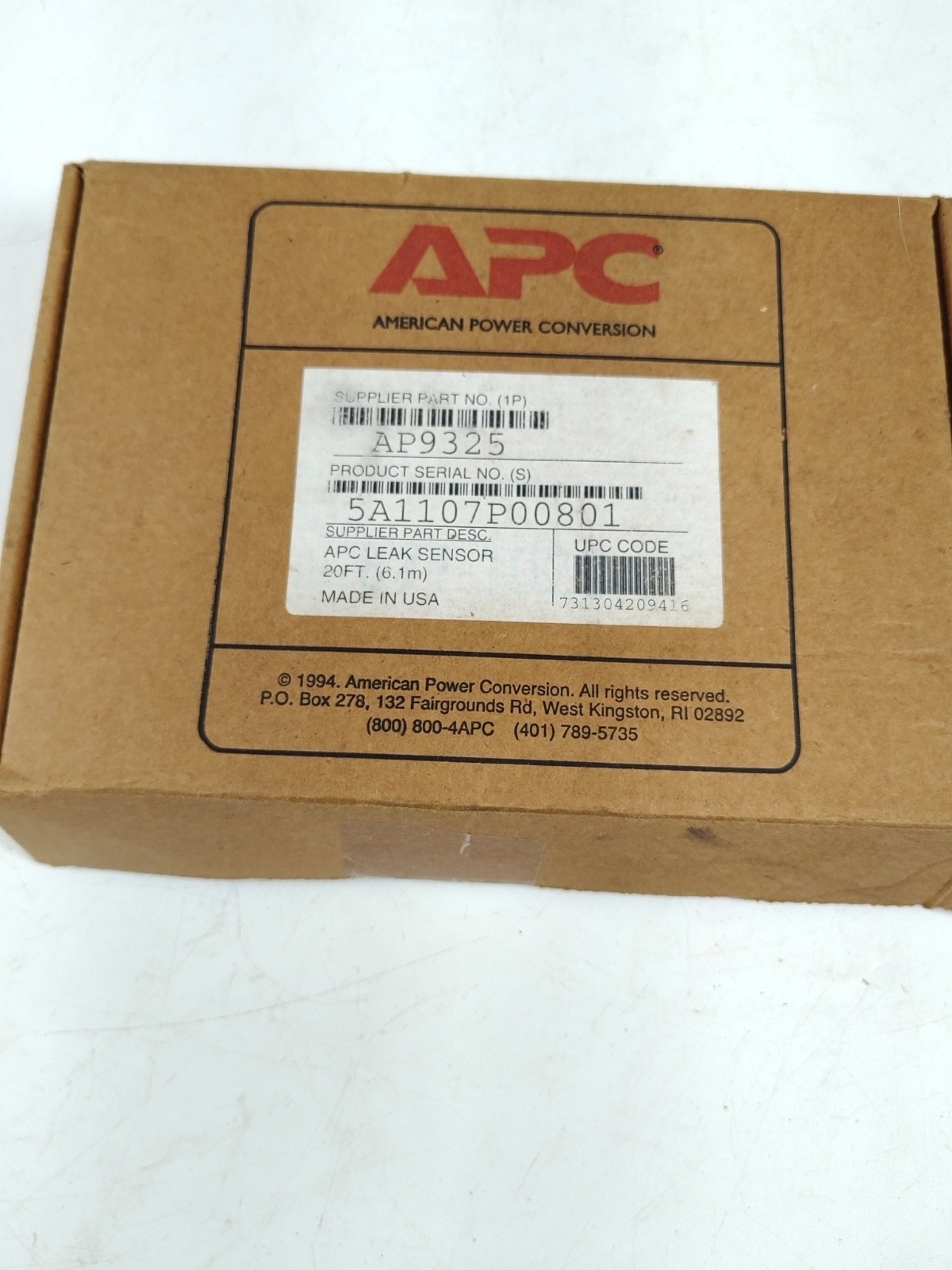APC AP9326 Leak Sensor Extension Cable - 20 ft (6.1 m) 0W1586 Brand New OPEN BOX