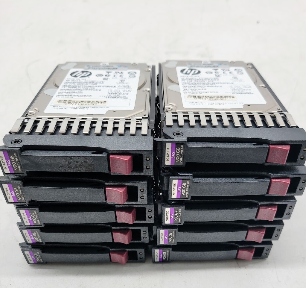 Lot of 10 HP 900GB 10K RPM 2.5" SAS Hard Drive HDD-EG0900FCVBL