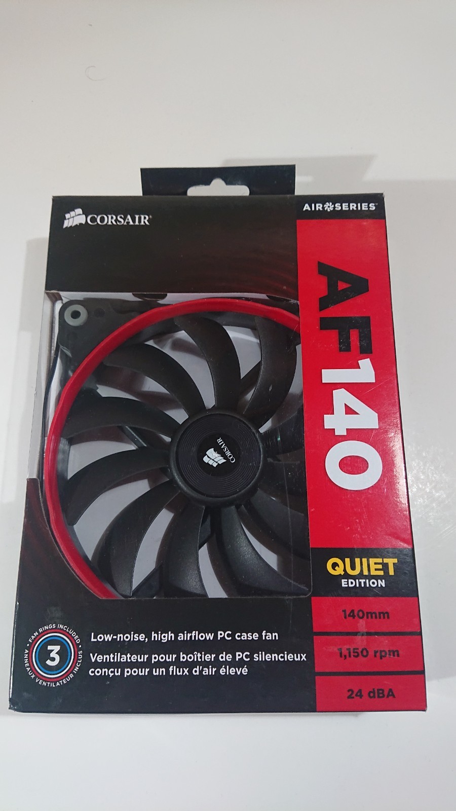 Corsair Air Series AF140 Quiet Edition Cooling Case Fan 140mm 1,150 rpm 24 dBA