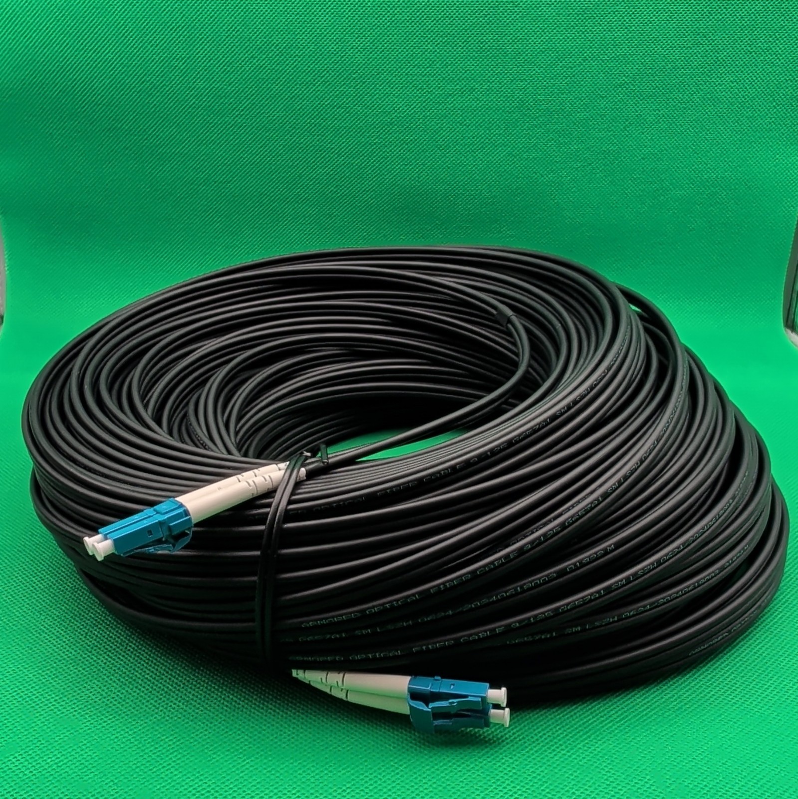 LC UPC-LC UPC Duplex Armored Single-Mode Fiber Optic Network Cable, Black  200ft