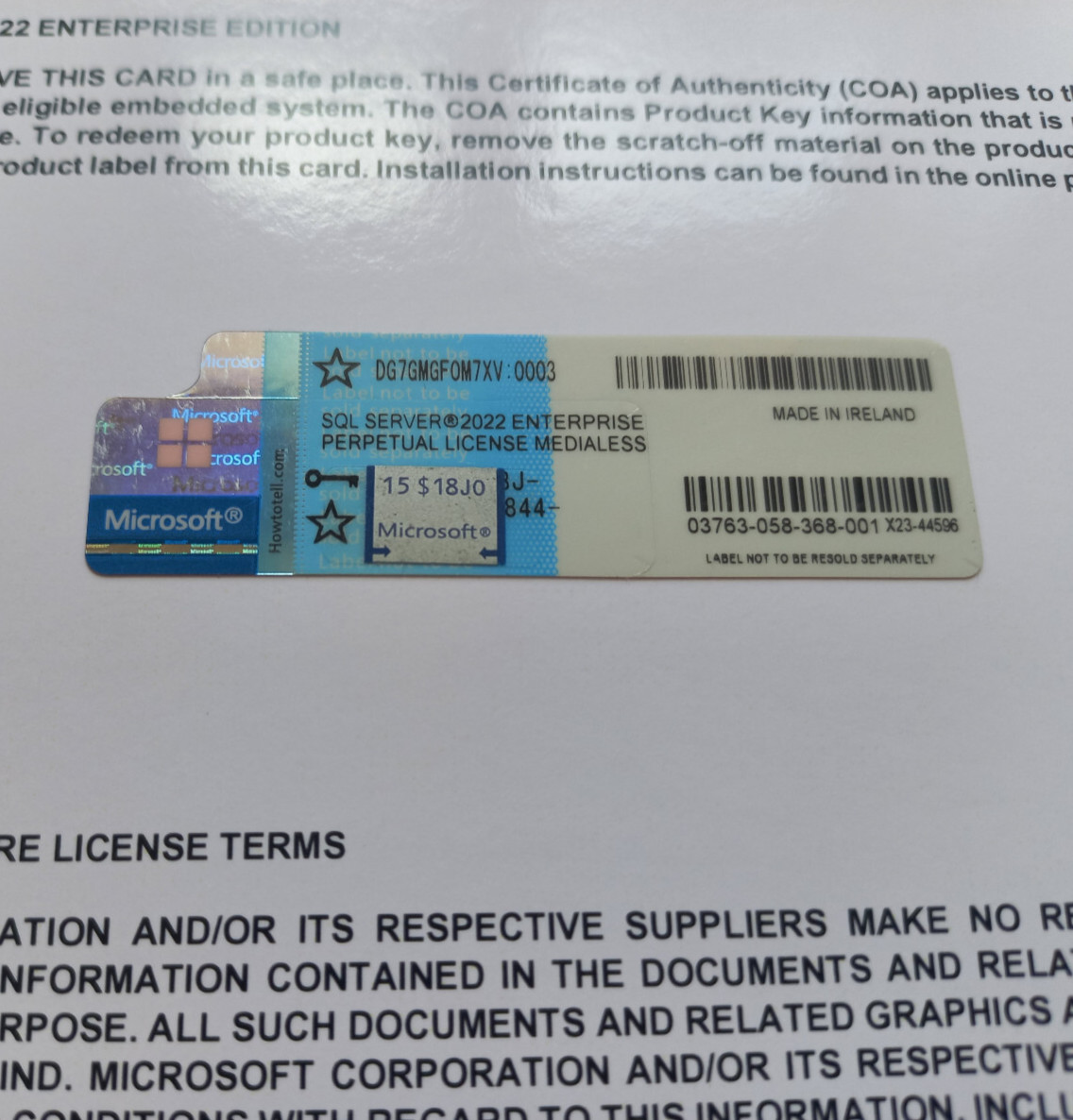 SQL Server 2022 Enterprise 40 Core License unlimited User CAL Authentic Lifetime