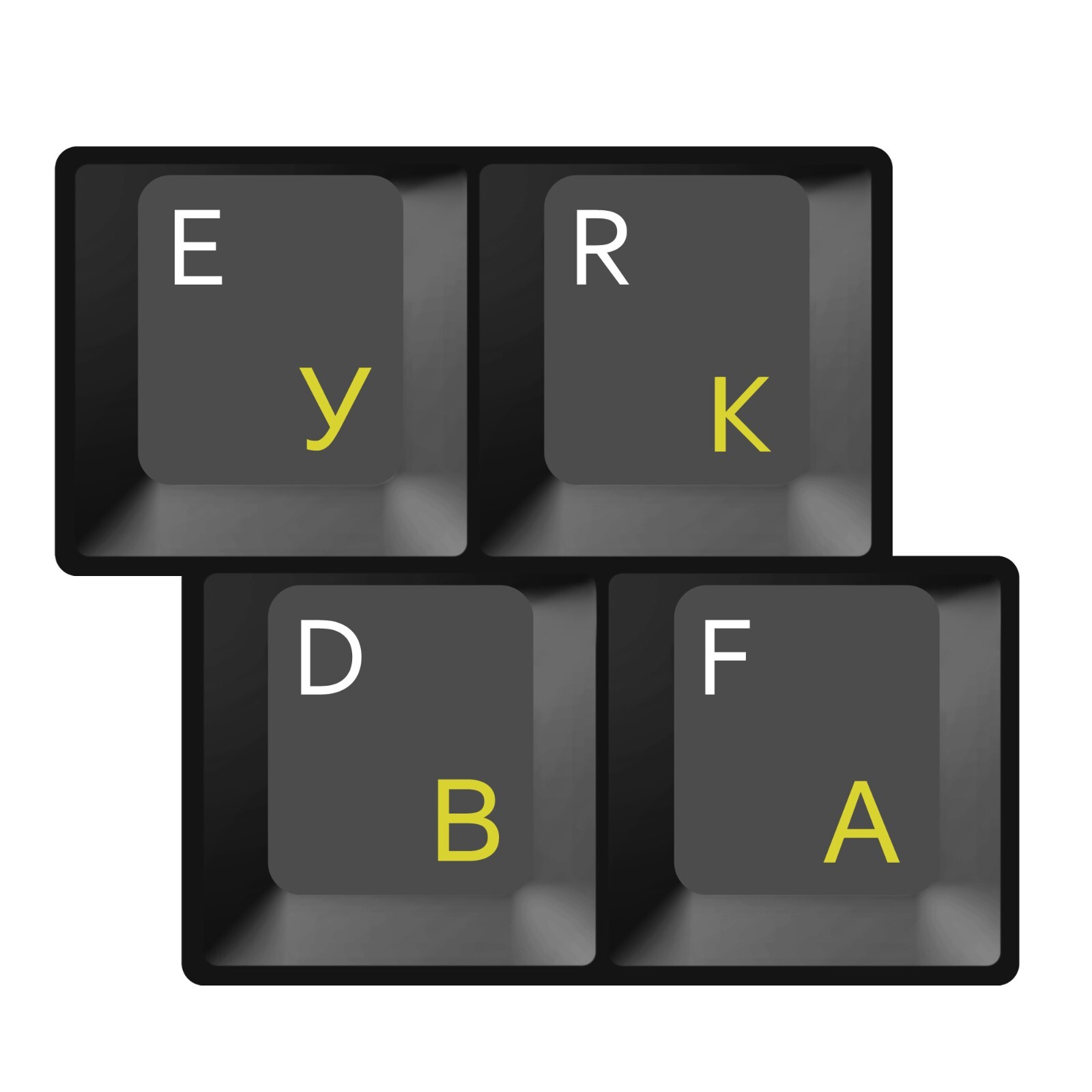 Cyrillic Russian Ukrainian Laminated Keyboard Stickers Yellow Letters for All PC