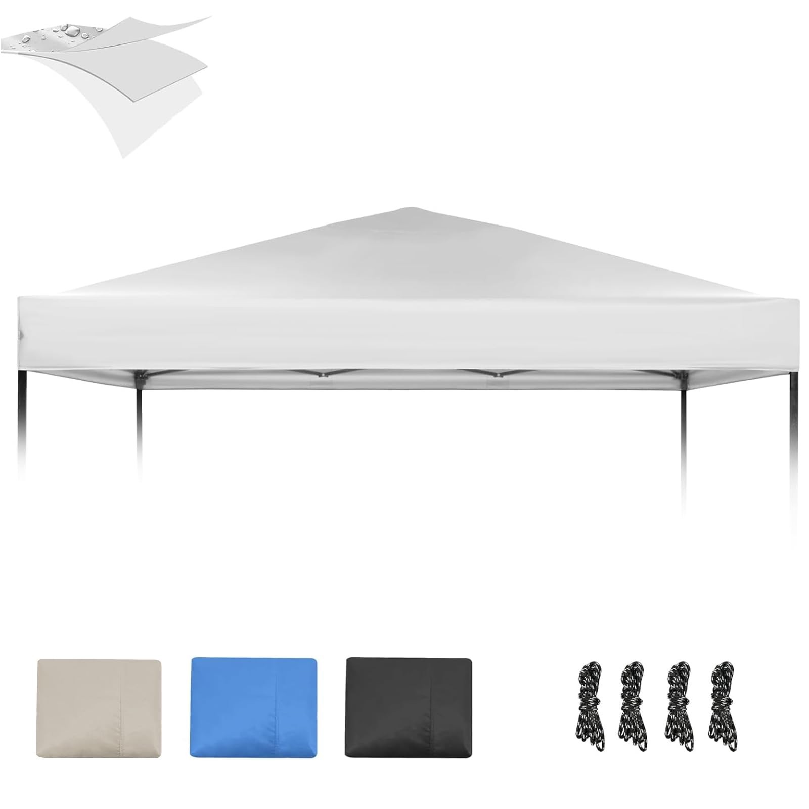 10×10 Canopy Replacement Top, Pop Up 10'x10' 300D Oxford Cloth, Grayish White