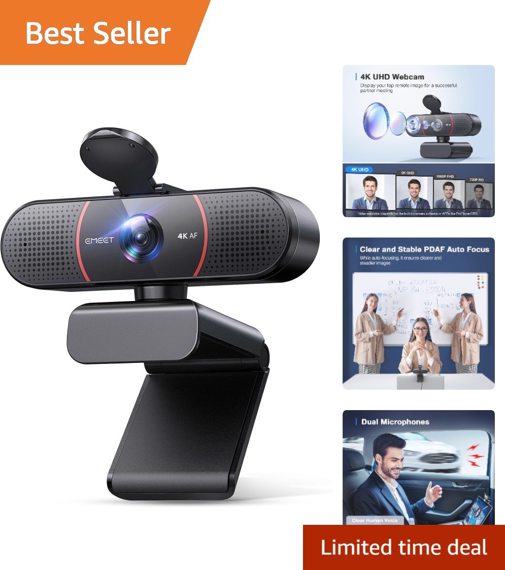 C960 4K Webcam for PC - Ultra-Clear Video & Dual Mics for Professional Use