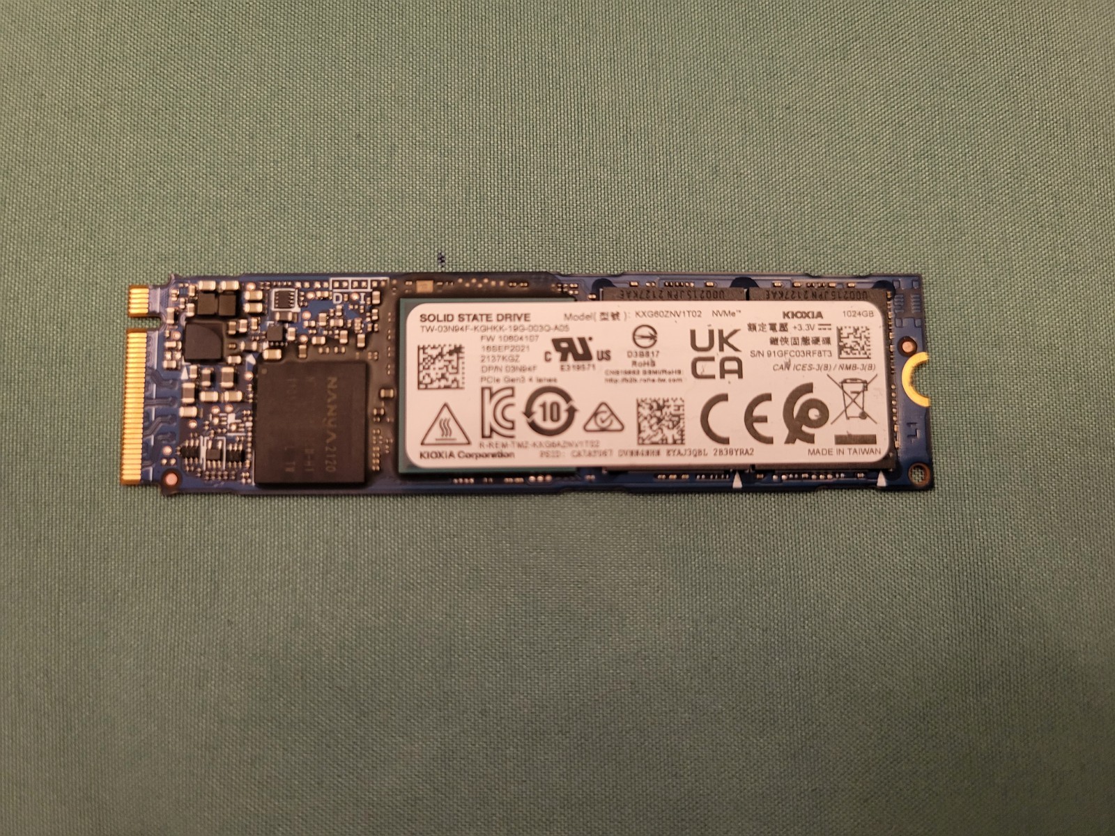 Kioxia 1TB XG6 M.2 NVMe PCIe 3.0x4 SSD 2280 KXG60ZNV1T02 03N94F