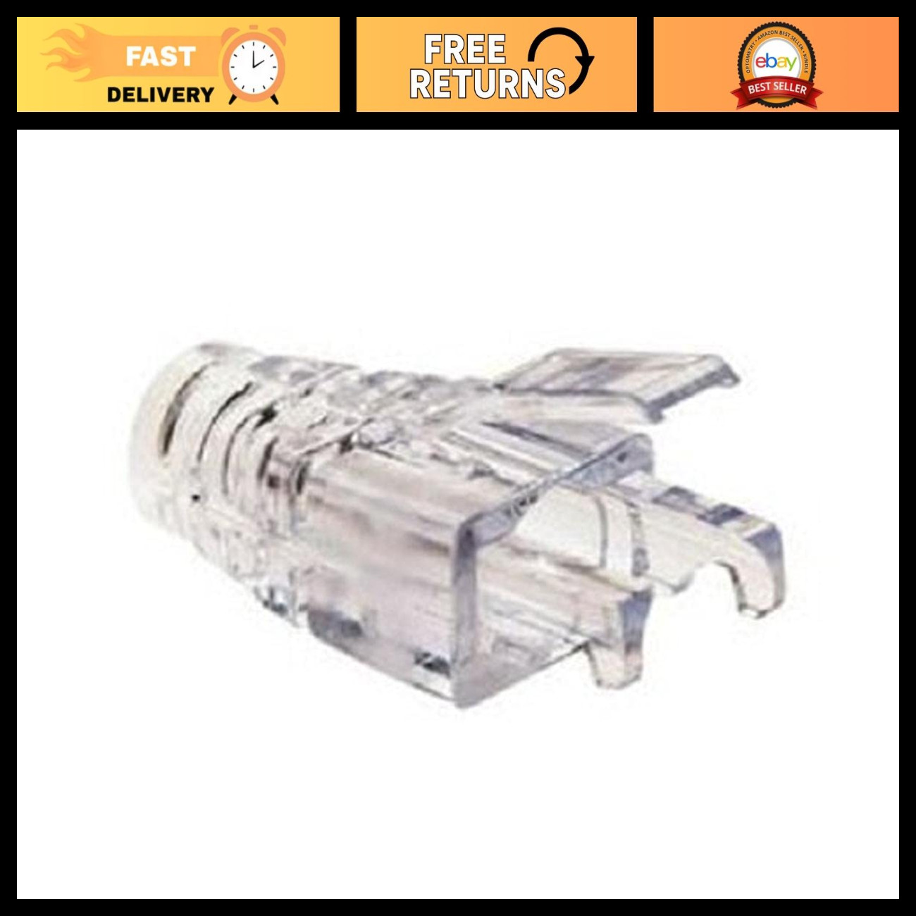 EZ-RJ45 Cat6 Strain Relief Connectors - 100 Pack, Clear, for Networking Cables