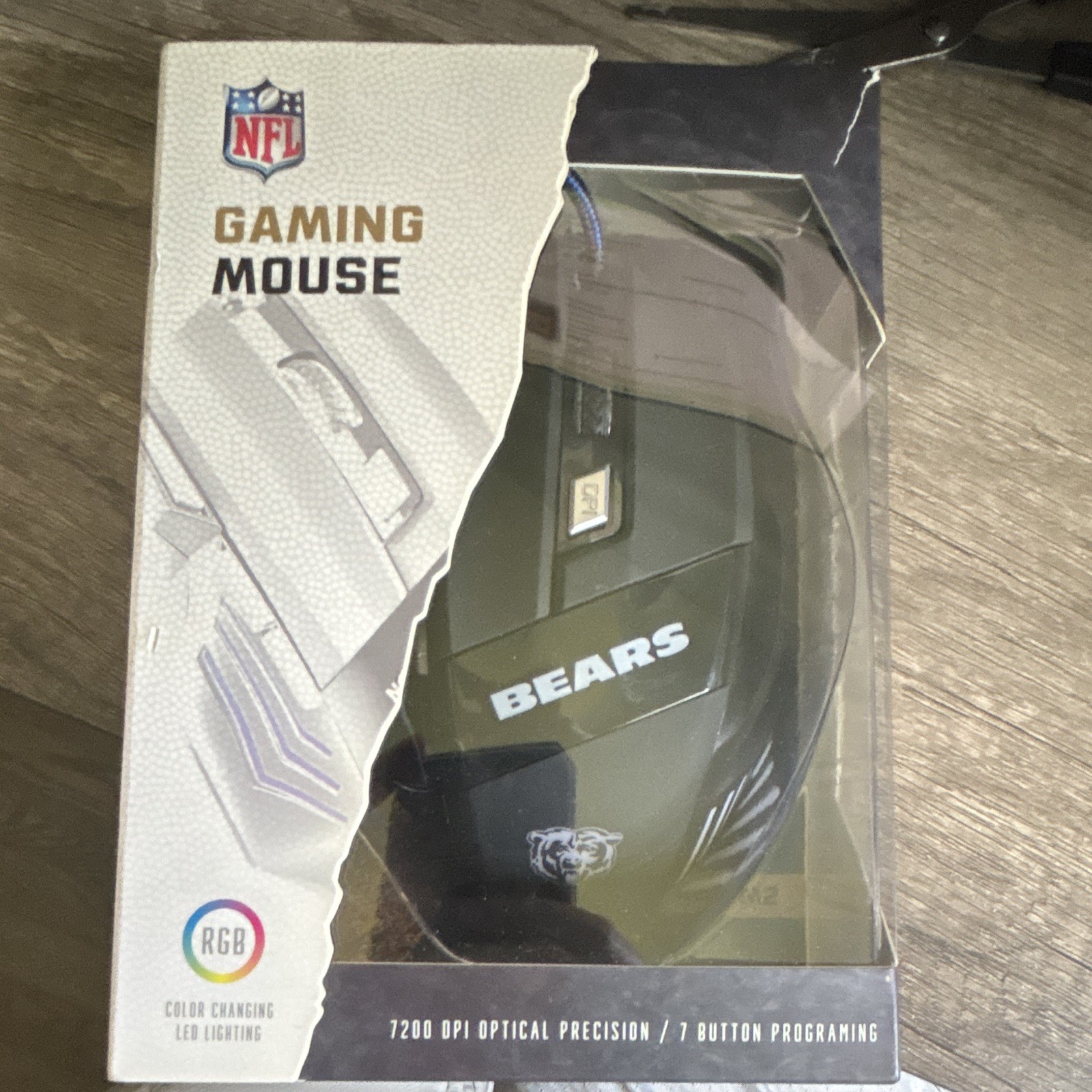 Chicago Bears NFL RGB Wired Optical Gaming Mouse 1200 DPI 7 Programmable