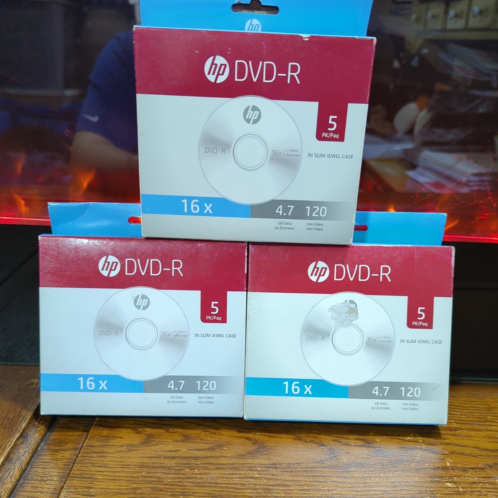 HP DVD-R 5pk 4.7GB 16X 120 Min Video in Slim Jewel Case Recordable Lot of 3 NEW