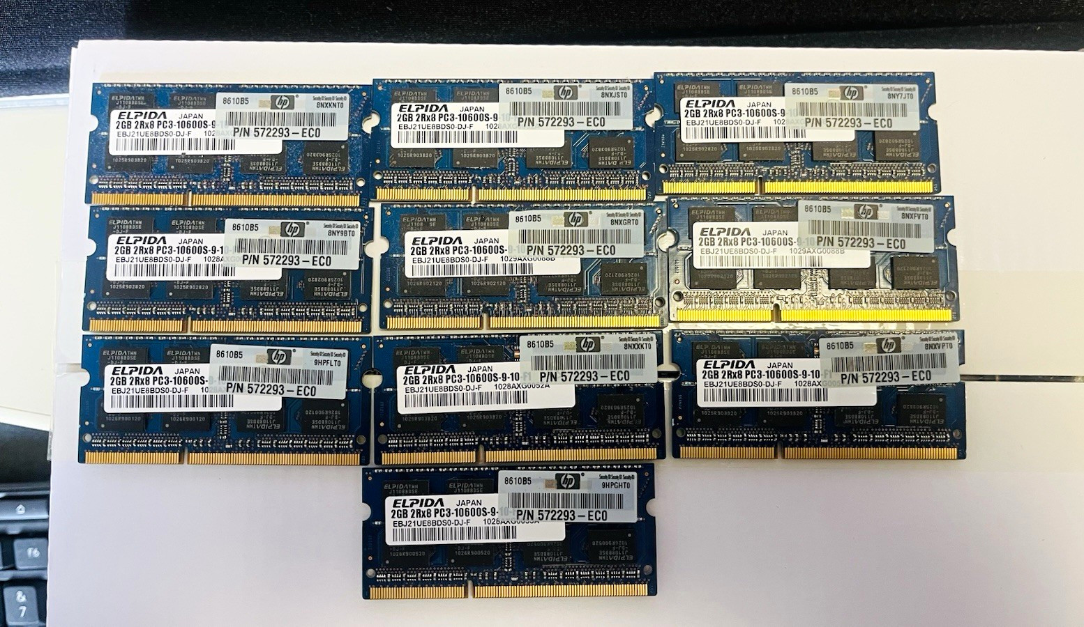 Elpida 20GB (10x2GB) PC3-10600S DDR3 204-Pin SO-DIMM Non-ECC 572293-EC0