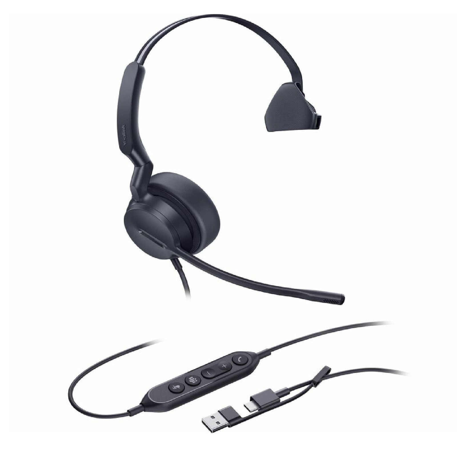Yealink 1308241 UH44 Monaural On-Ear Wired USB-C/A Headset Black