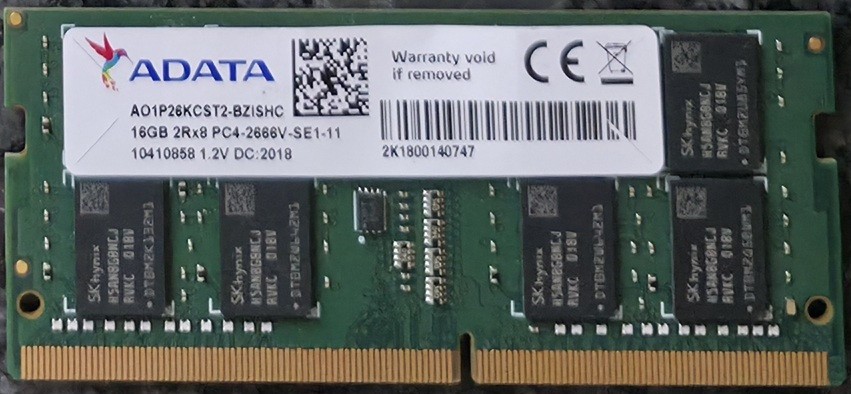 ADATA 16GB 2Rx8 PC4-2666V-SE1-11 SO-DIMM Memory RAM AO1P26KCST2-BZISHC