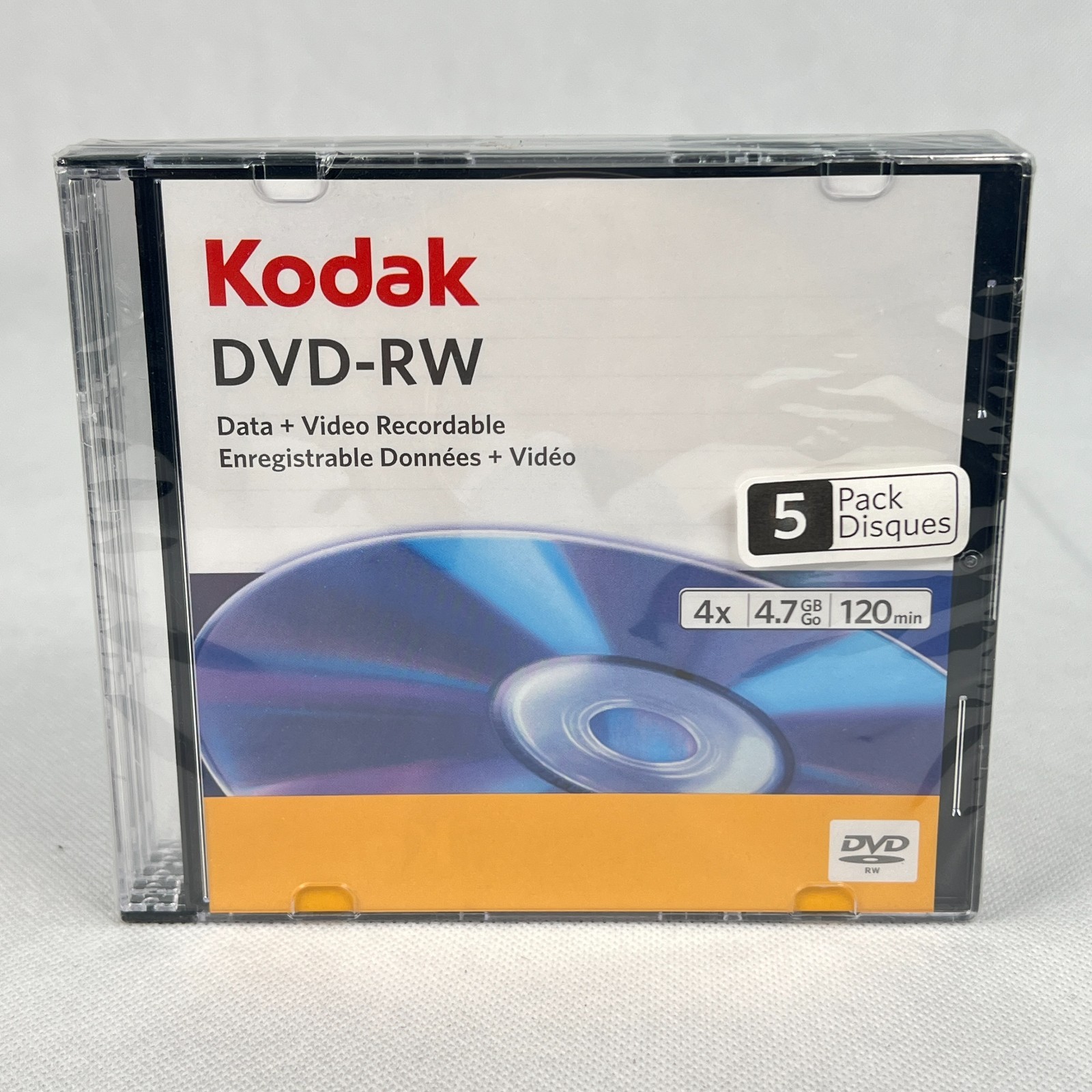 KODAK DVD-RW 4.7GB 4x – 5 Disc Pack (Data + Video Recordable)