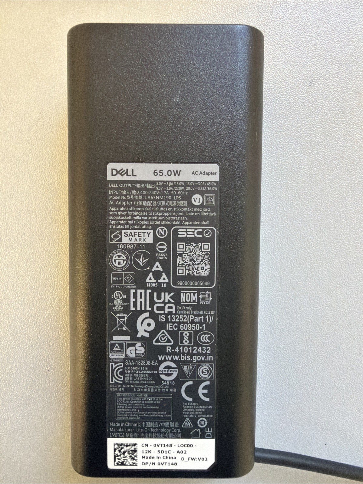 Lot Of 12 Genuine DELL 65W  20V  3.25A  TYPE C  AC ADAPTER Mixed Model Numbers 