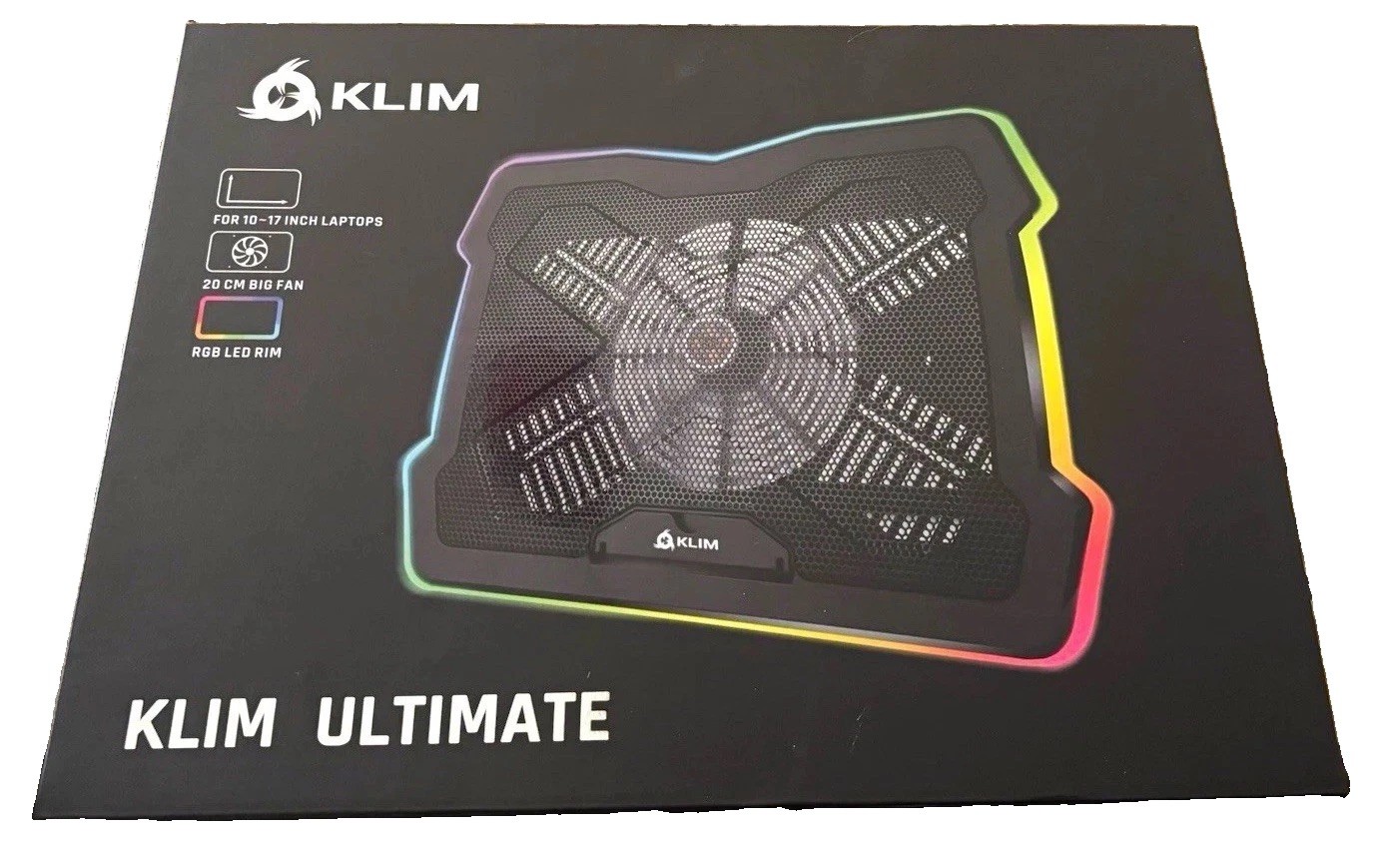 10-17 In KLIM Ultimate RGB Laptop Cooling Pad W/ LED & Fan Rim For Gaming Laptop