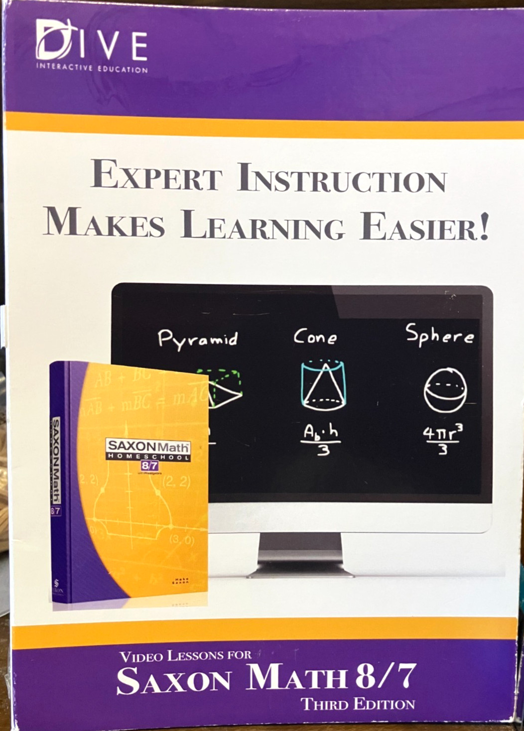 DIVE Expert Instruction Lessons Saxon Math 8/7 3rd Third Edition DVD - VG